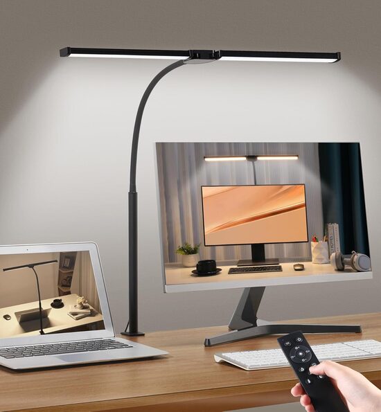 LED galda lampa ar regulējamu spilgtumu, ar pulti, melna